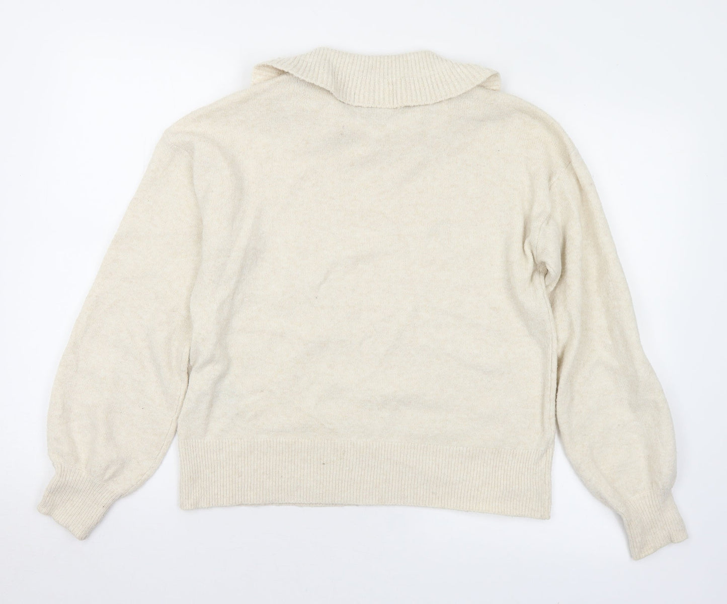 VERO MODA Womens Ivory Collared  Polyester Pullover Jumper Size M