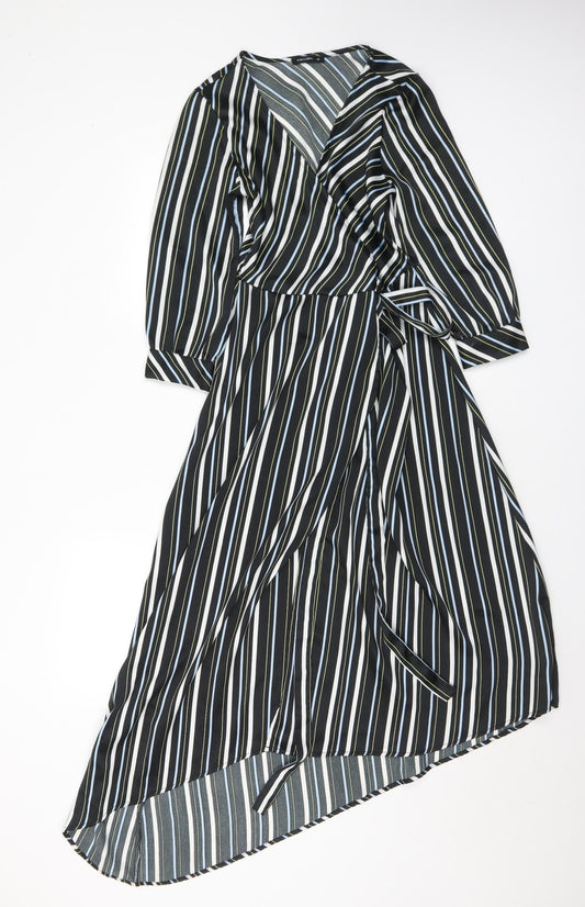Calliope Womens Multicoloured Striped Polyester Wrap Dress  Size XS  V-Neck