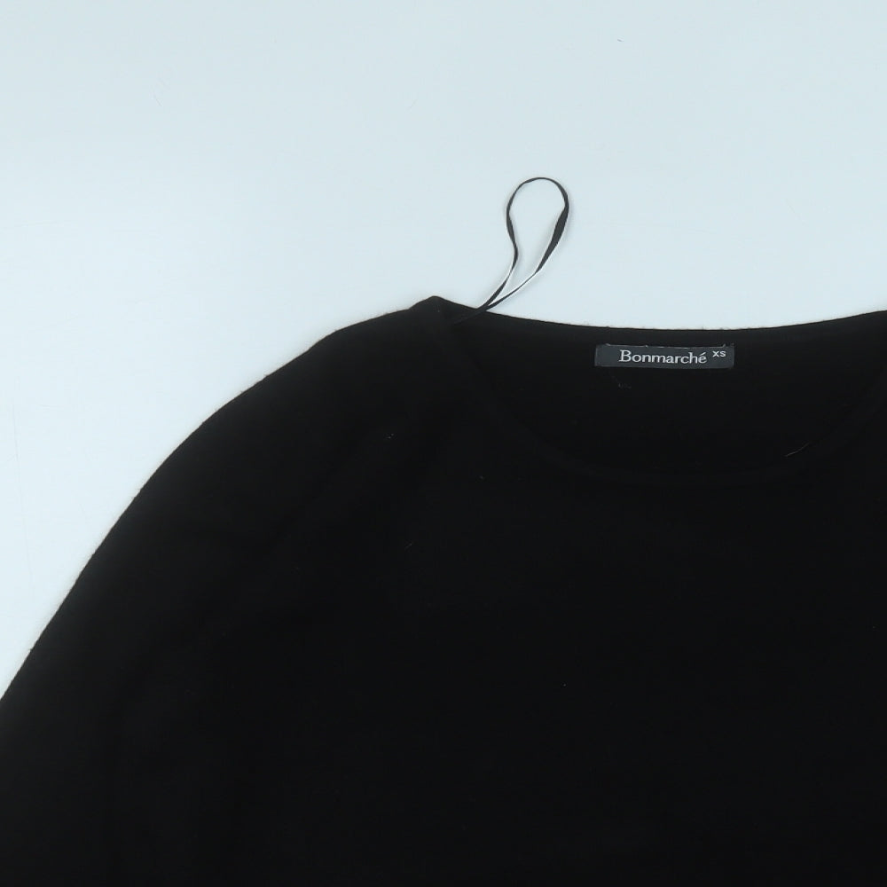 Bonmarché Womens Black Round Neck  Acrylic Pullover Jumper Size XS