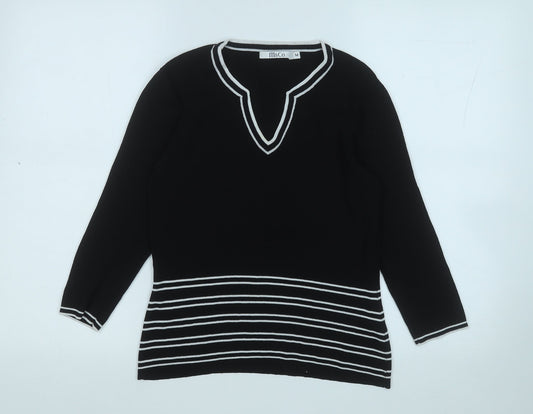 M&Co. Womens Black Round Neck  Viscose Pullover Jumper Size M