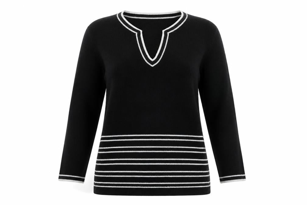M&Co. Womens Black Round Neck  Viscose Pullover Jumper Size M