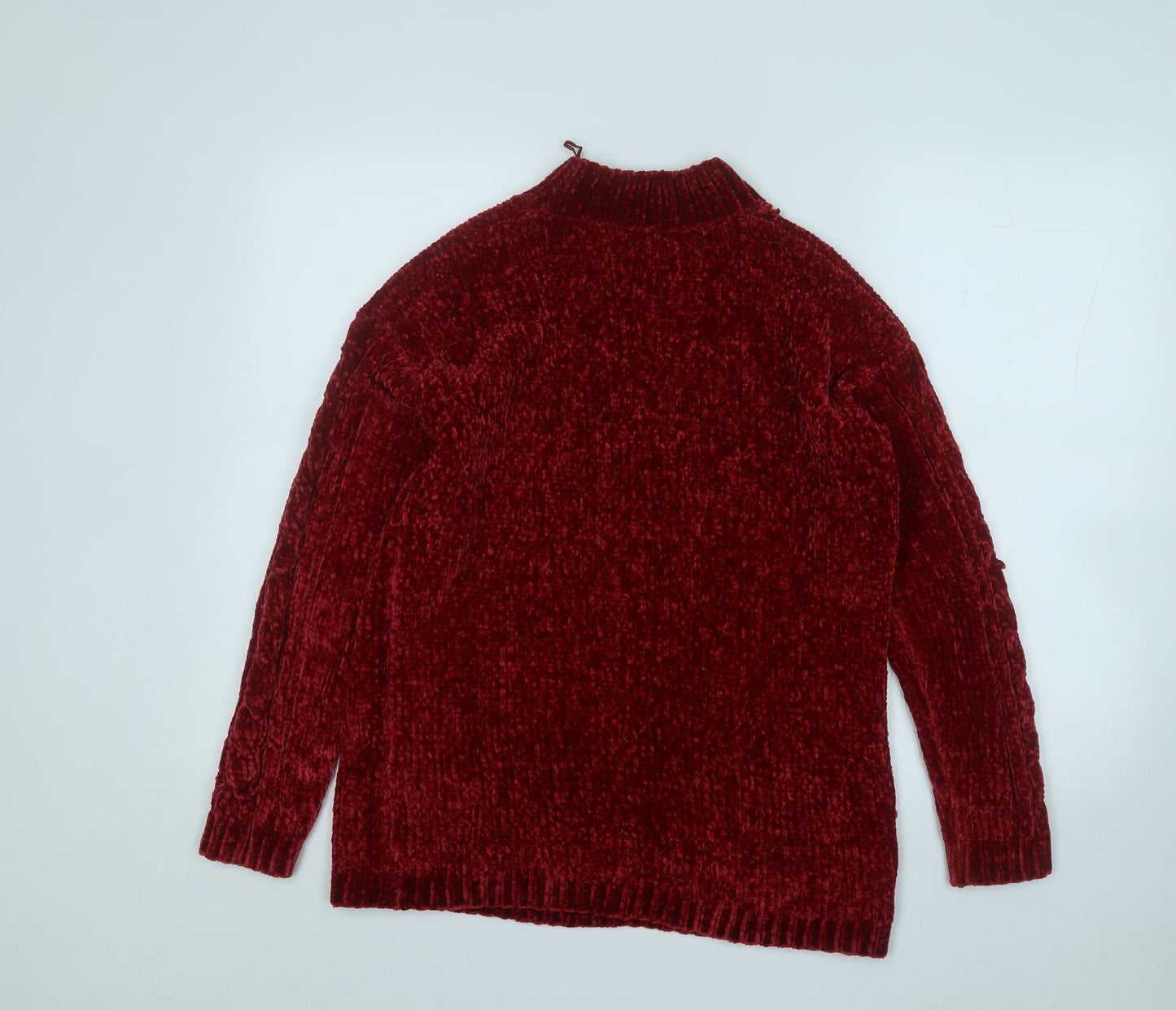 Peacocks Womens Red Mock Neck  Polyester Pullover Jumper Size S