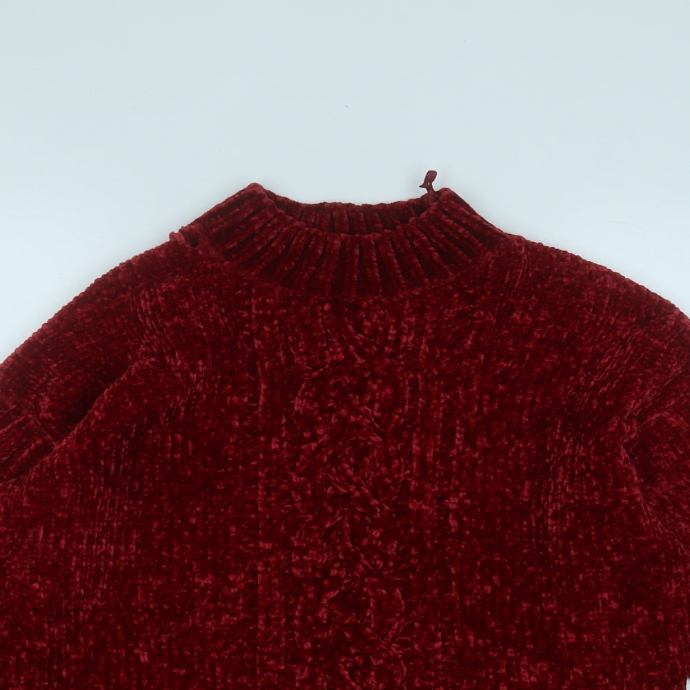 Peacocks Womens Red Mock Neck  Polyester Pullover Jumper Size S