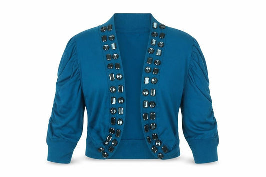 Evie Womens Blue V-Neck  Polyester Cardigan Jumper Size 14