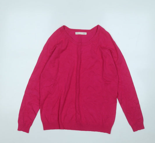 Sfera Womens Pink Round Neck  Acrylic Pullover Jumper Size L