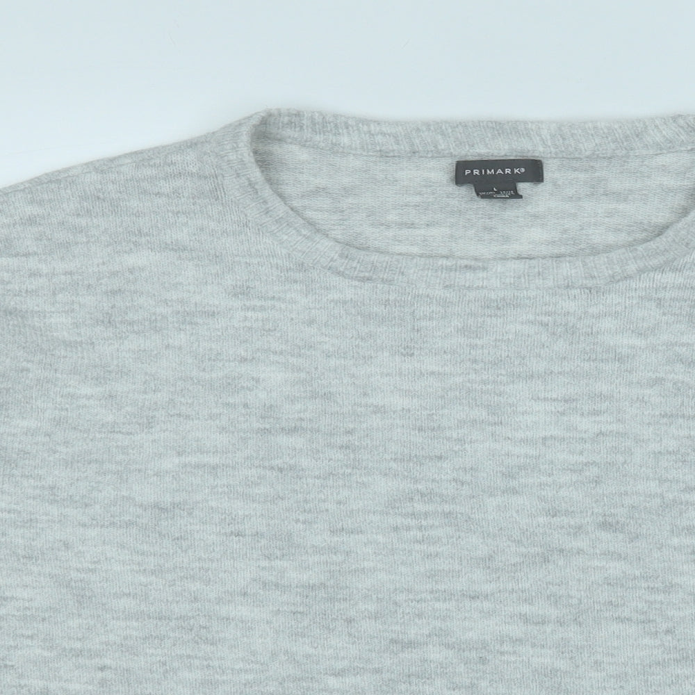 Primark Womens Grey Round Neck  Acrylic Pullover Jumper Size 14