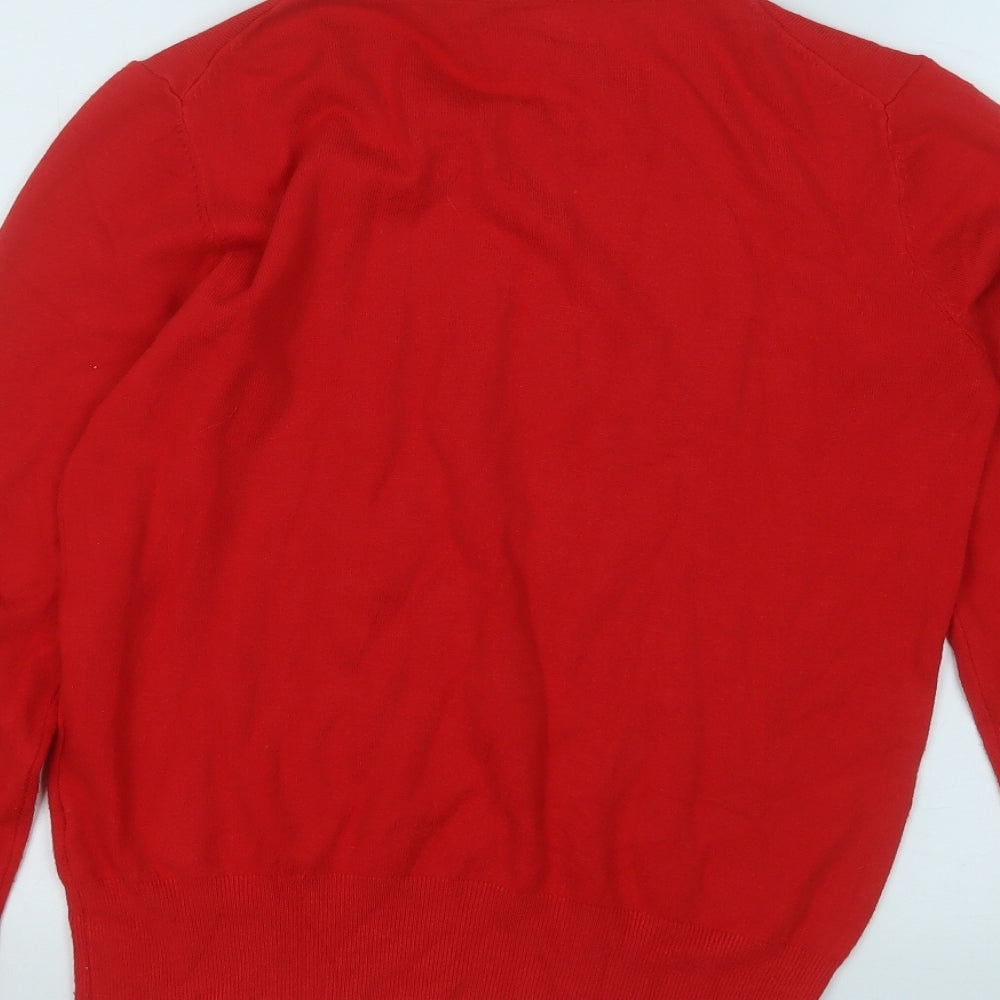 BEAUTY WOMEN Womens Red Round Neck  Acrylic Pullover Jumper Size L