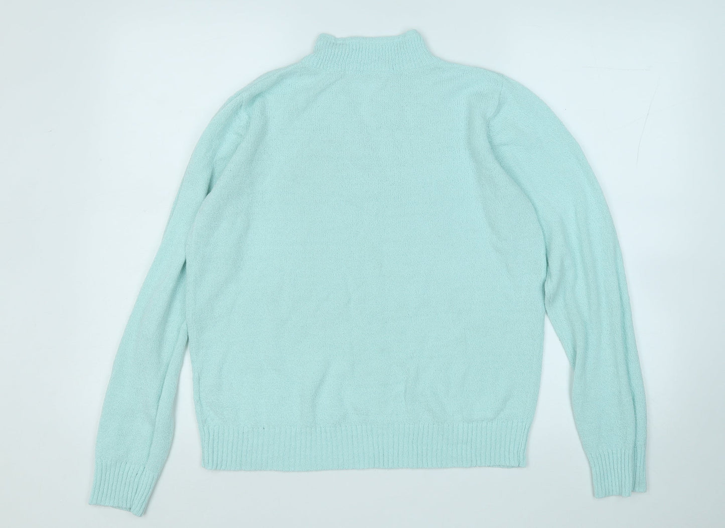 EWM Womens Blue V-Neck  Acrylic Pullover Jumper Size M