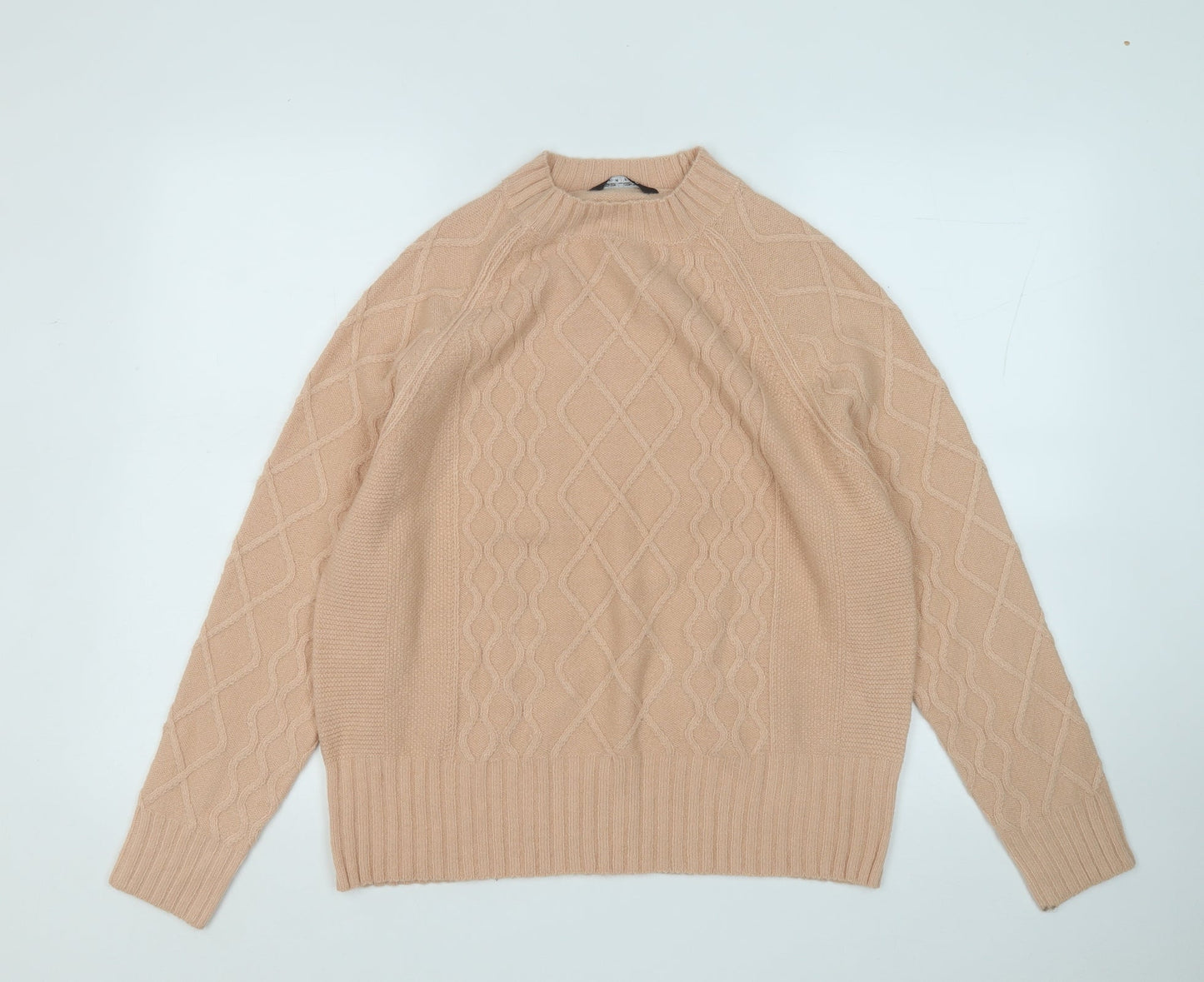 Select Womens Beige Round Neck  Acrylic Pullover Jumper Size M