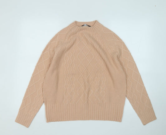 Select Womens Beige Round Neck  Acrylic Pullover Jumper Size M