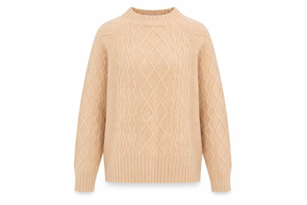 Select Womens Beige Round Neck  Acrylic Pullover Jumper Size M
