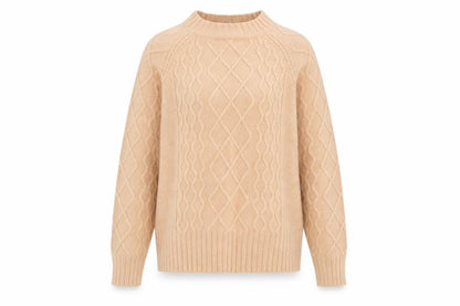 Select Womens Beige Round Neck  Acrylic Pullover Jumper Size M