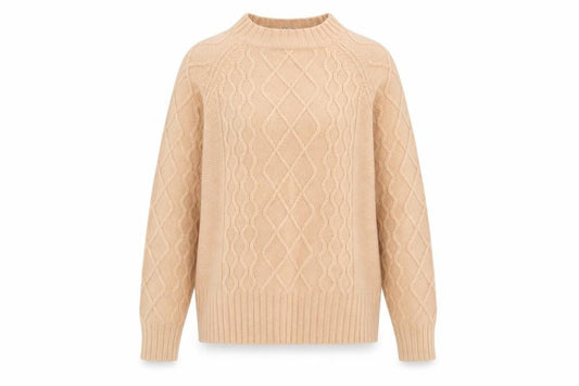 Select Womens Beige Round Neck  Acrylic Pullover Jumper Size M