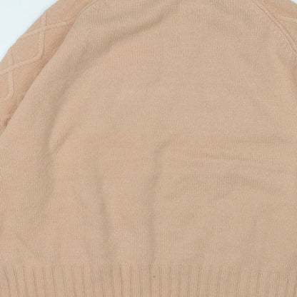 Select Womens Beige Round Neck  Acrylic Pullover Jumper Size M
