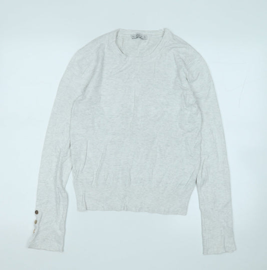 Zara Womens Grey Round Neck  Viscose Pullover Jumper Size L