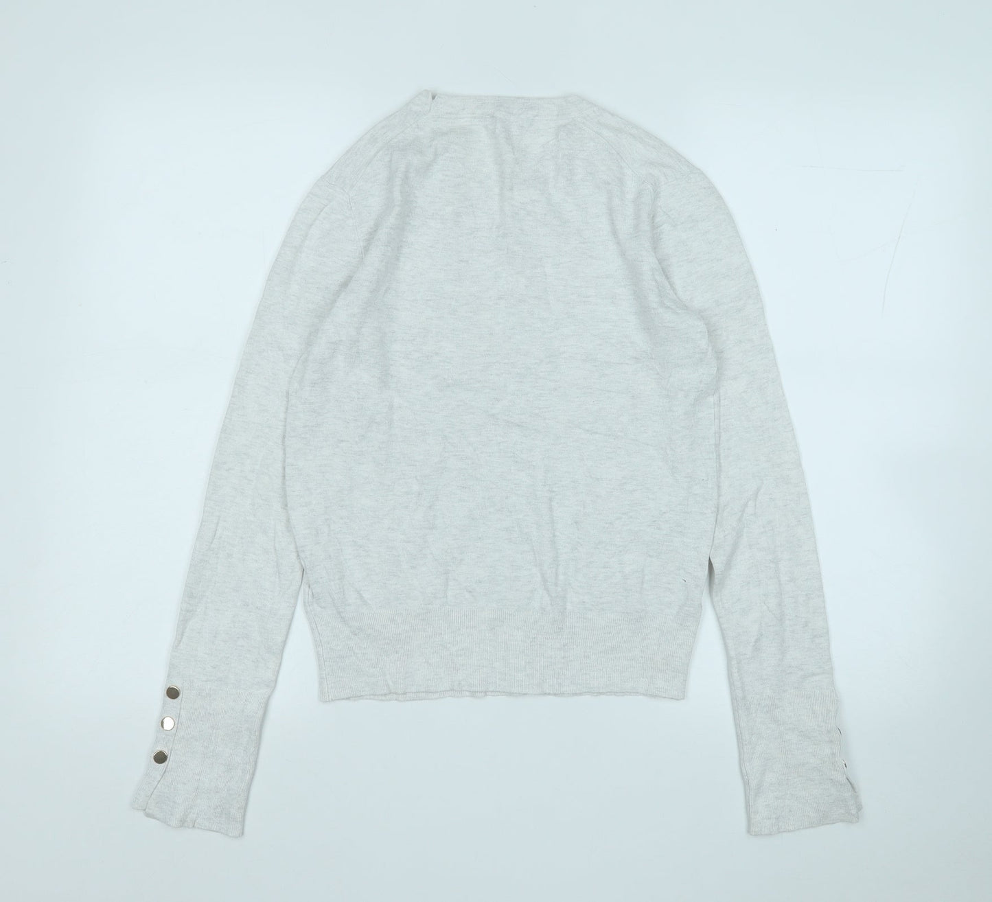 Zara Womens Grey Round Neck  Viscose Pullover Jumper Size L