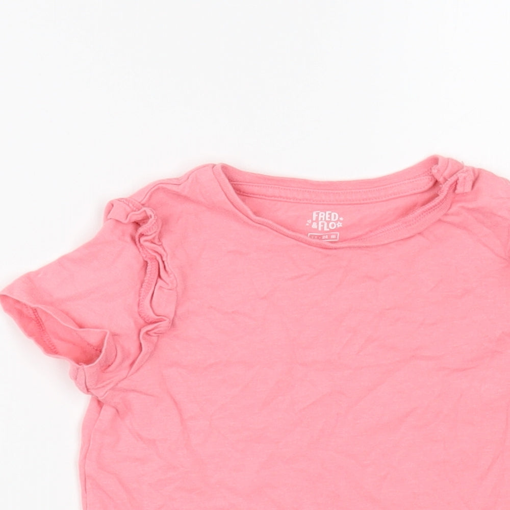 F&F Baby Pink  Cotton Basic T-Shirt Size 18-24 Months Crew Neck Pullover