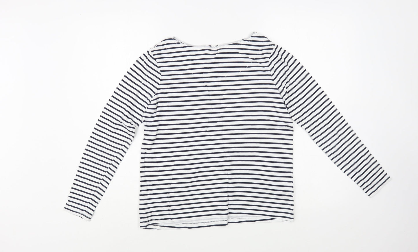 NEXT Womens White Striped Cotton Basic T-Shirt Size 8 Boat Neck - Butterflies
