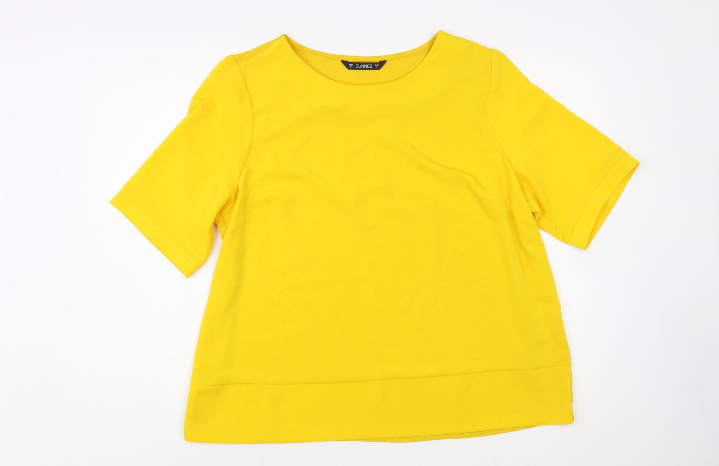 Dunnes Stores Womens Yellow  Polyester Basic Blouse Size L Boat Neck