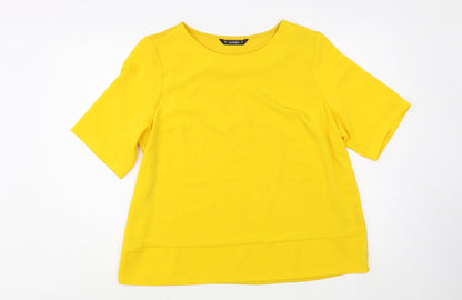 Dunnes Womens Yellow  Polyester Basic Blouse Size L Boat Neck