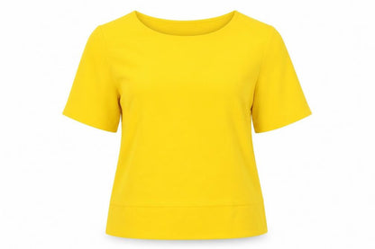 Dunnes Womens Yellow  Polyester Basic Blouse Size L Boat Neck