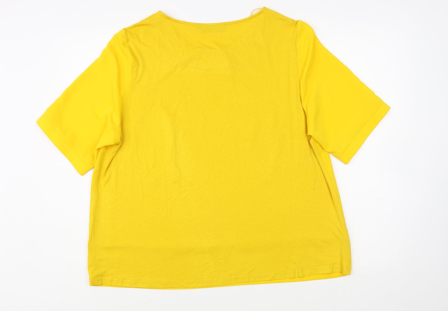 Dunnes Stores Womens Yellow  Polyester Basic Blouse Size L Boat Neck