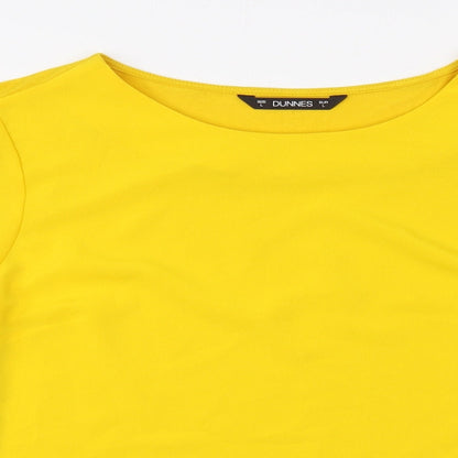 Dunnes Womens Yellow  Polyester Basic Blouse Size L Boat Neck
