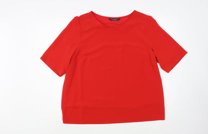Dunnes Womens Red  Polyester Basic Blouse Size L Boat Neck