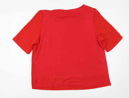 Dunnes Womens Red  Polyester Basic Blouse Size L Boat Neck