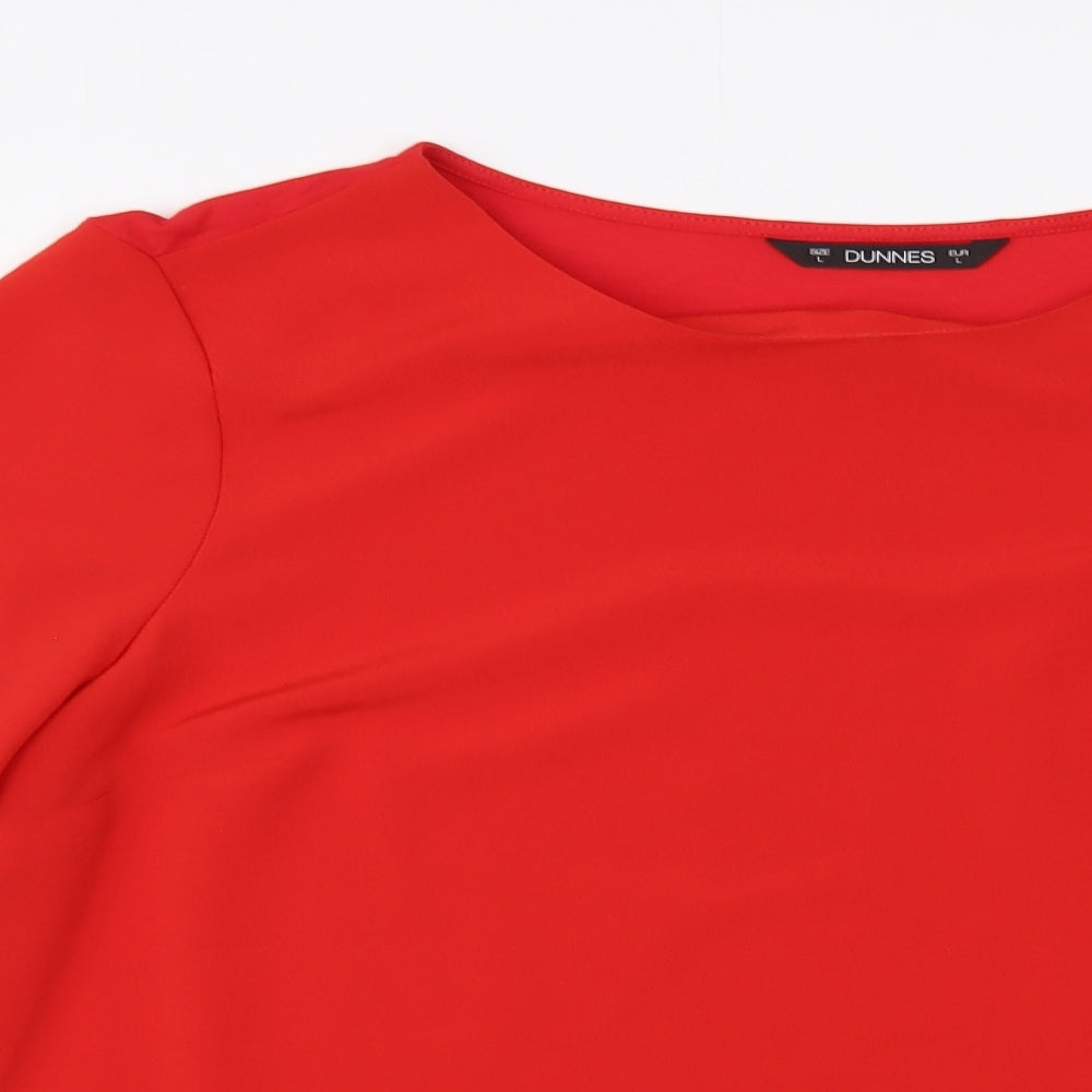 Dunnes Stores Womens Red  Polyester Basic Blouse Size L Boat Neck