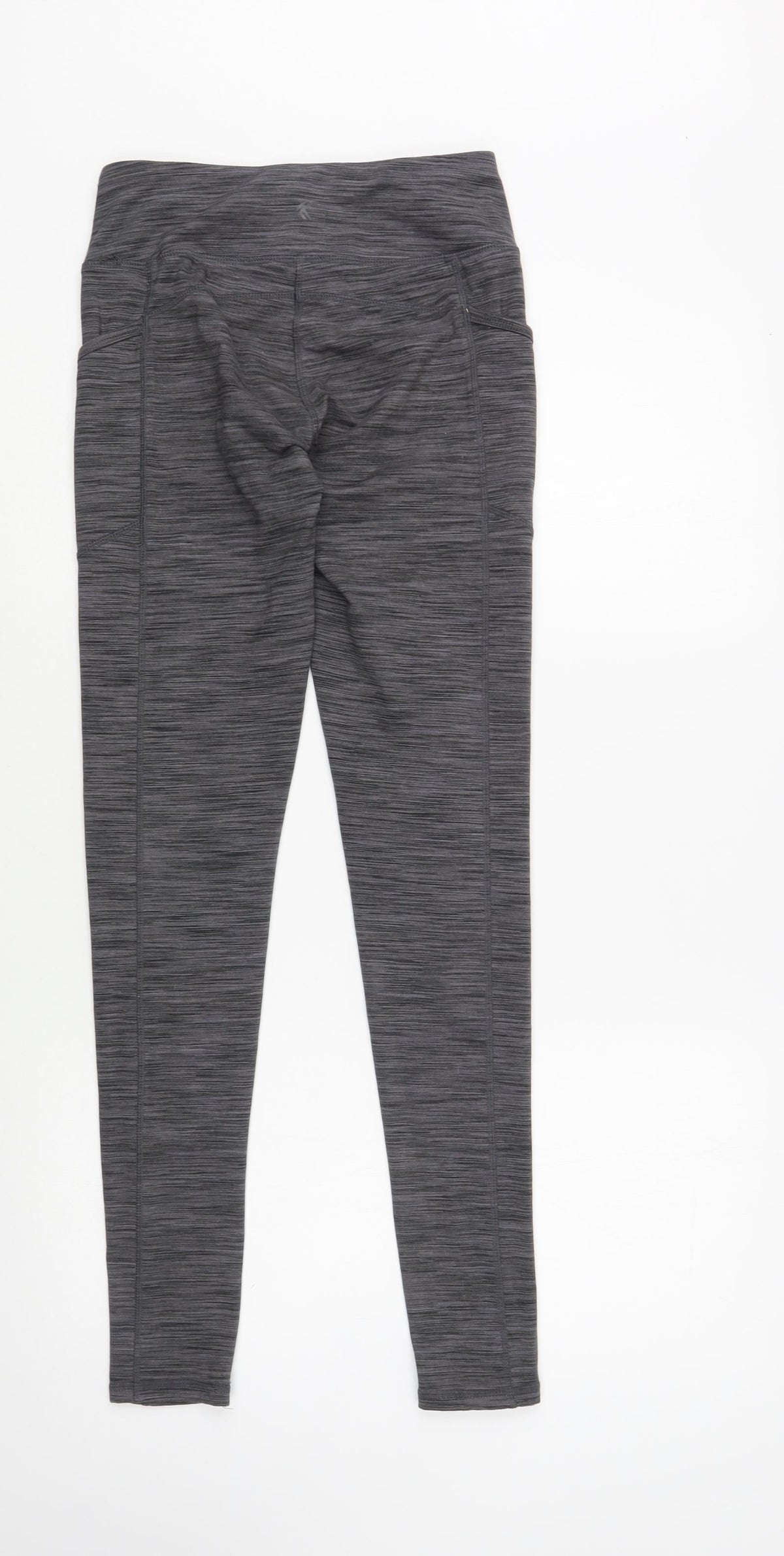 Preworn Womens Grey Striped Polyester Compression Leggings Size XS L29 in Regular