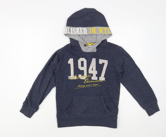 name it Boys Blue  Cotton Pullover Hoodie Size 7-8 Years  Pullover