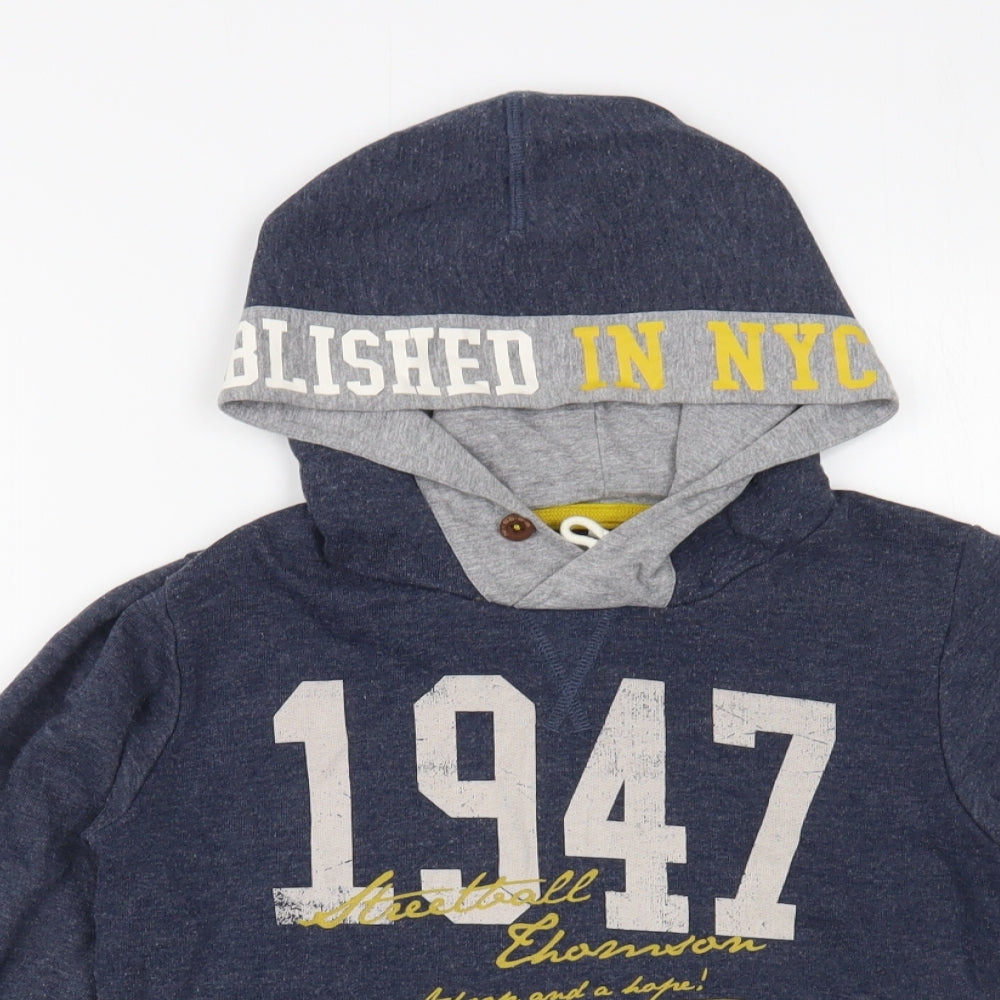 name it Boys Blue  Cotton Pullover Hoodie Size 7-8 Years  Pullover