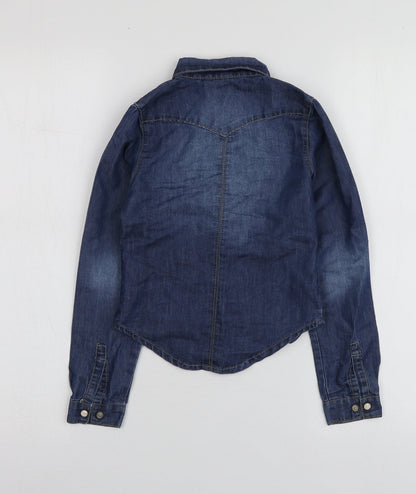 NAME IT Girls Blue  Cotton Basic Button-Up Size 5 Years Collared