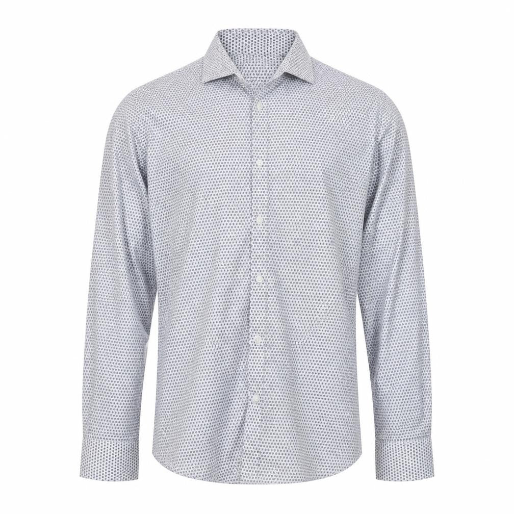Zara Mens Blue Geometric Cotton  Button-Up Size M Collared