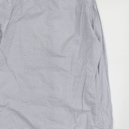 Zara Mens Blue Geometric Cotton  Button-Up Size M Collared