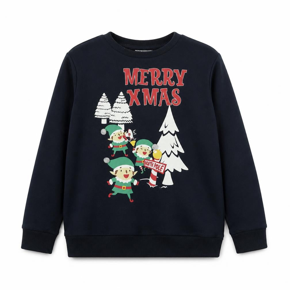 Dunnes Boys Blue Geometric Cotton Pullover Sweatshirt Size 8-9 Years   - Santa Hoodie