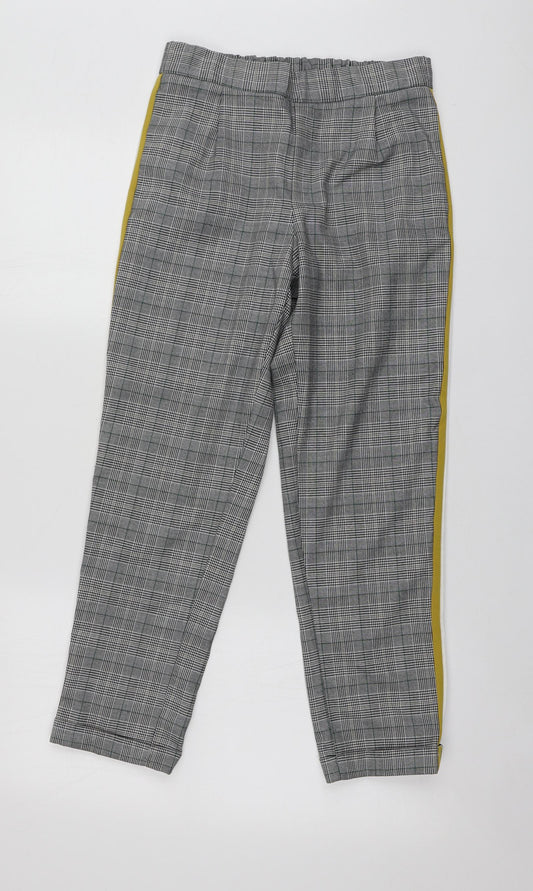 Zara Womens Grey Plaid Polyester Chino Trousers Size XS L25 in Regular