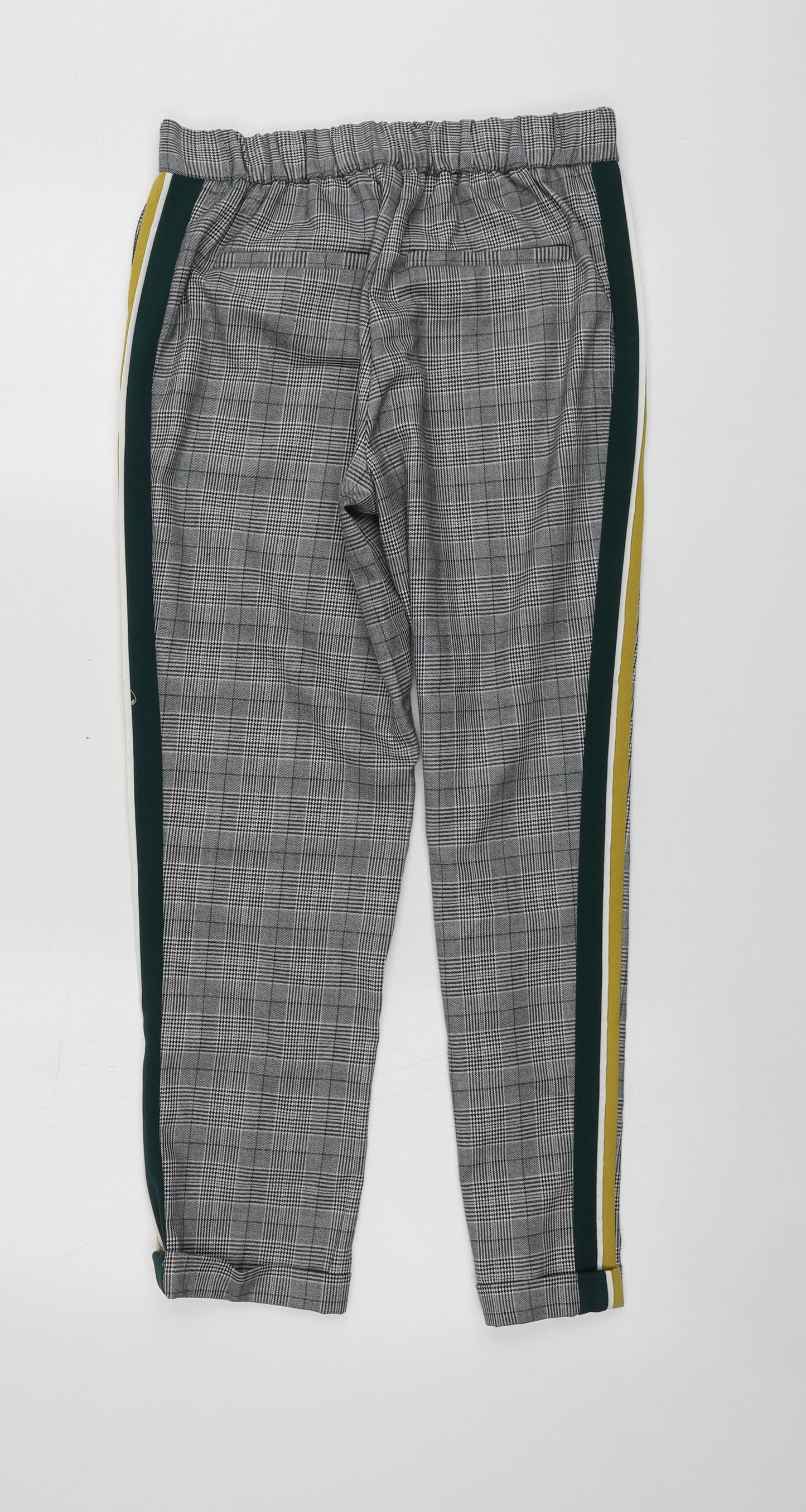 Zara Womens Grey Plaid Polyester Chino Trousers Size XS L25 in Regular
