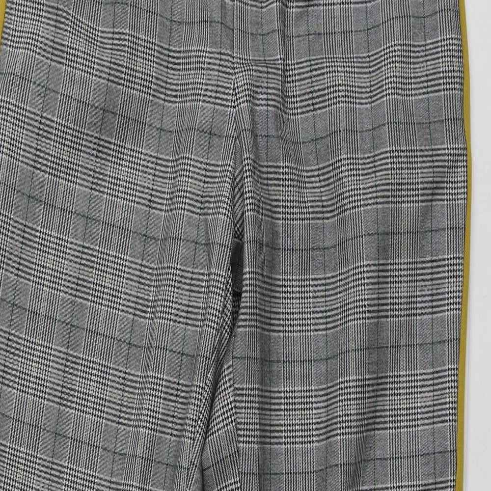 Zara Womens Grey Plaid Polyester Chino Trousers Size XS L25 in Regular