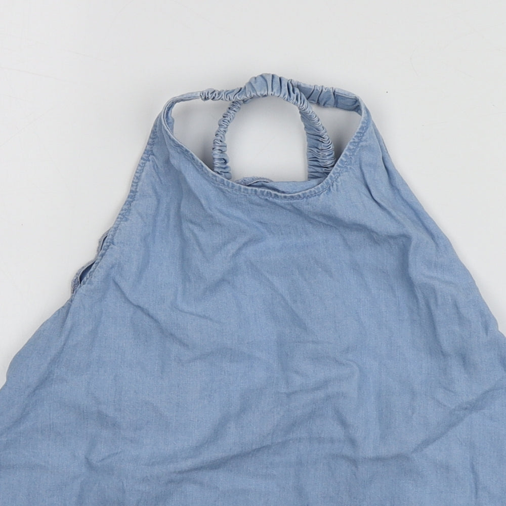 Mango Womens Blue  Lyocell Basic T-Shirt Size XS Halter