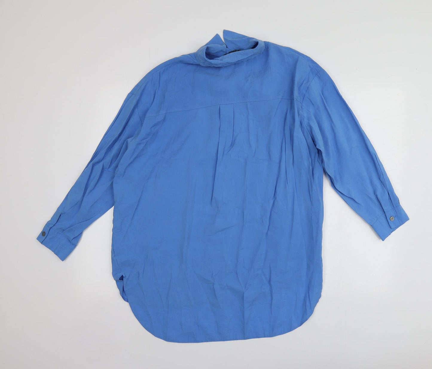 New Look Womens Blue  Modal Basic Button-Up Size 8 Collared