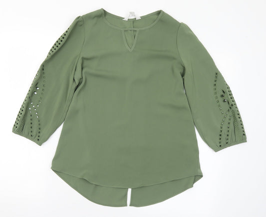 Market & Spruce Womens Gold  Polyester Basic Blouse Size S Round Neck