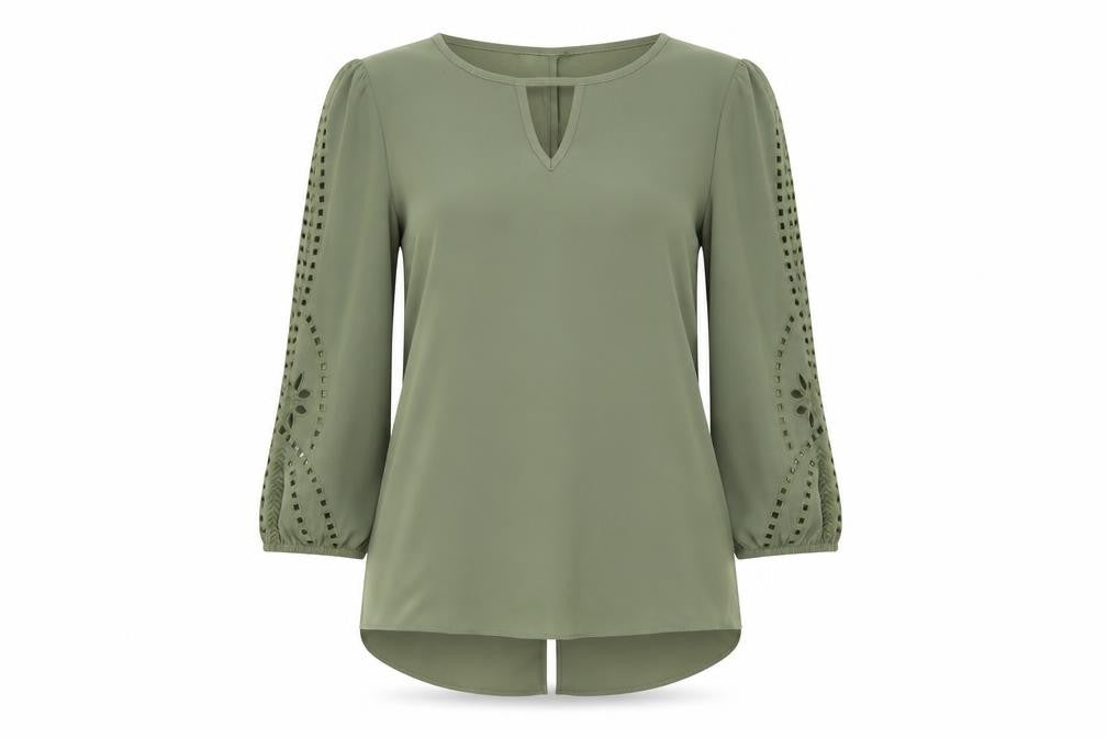 Market & Spruce Womens Gold  Polyester Basic Blouse Size S Round Neck