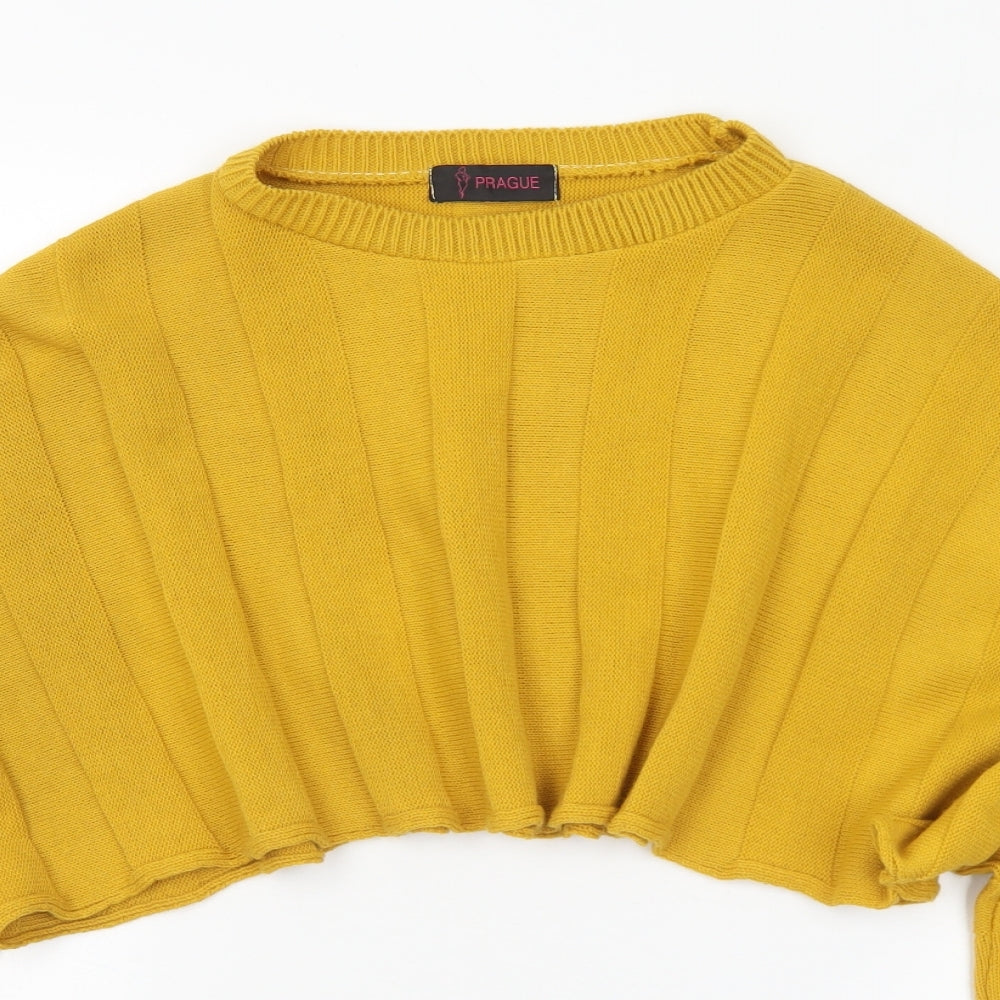Prague Womens Yellow Mock Neck  Acrylic Pullover Jumper Size M