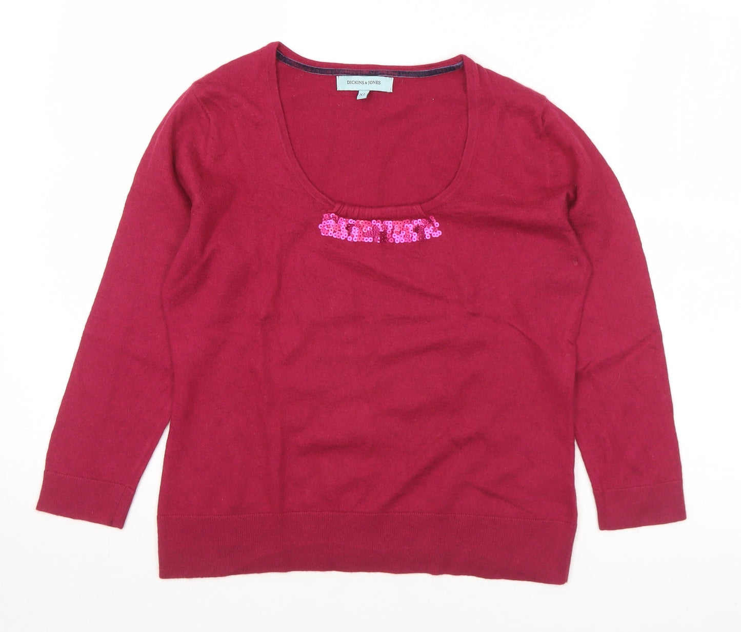 Dickins & Jones Womens Pink Scoop Neck  Viscose Pullover Jumper Size XL