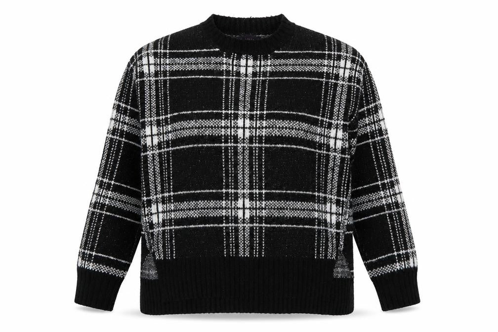 Marks & Spencer Womens Black Mock Neck Plaid Acrylic Pullover Jumper Size M