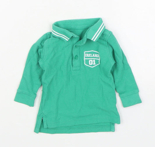 Dunnes Stores Boys Green  100% Cotton Basic Polo Size 3-6 Months Collared Pullover - Ireland