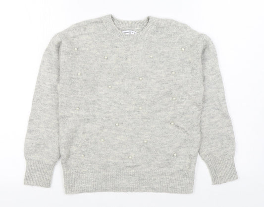 RESERVED Girls Grey Round Neck  Acrylic Pullover Jumper Size 10-11 Years  Pullover