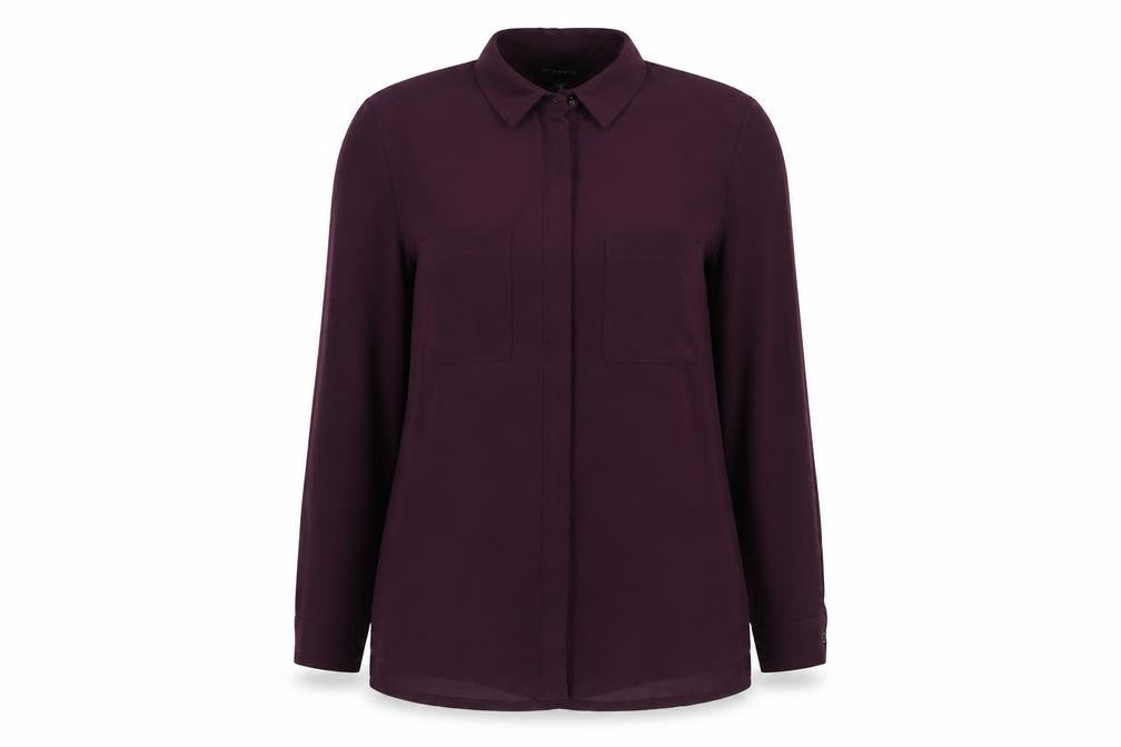 New Look Womens Purple  Polyester Basic Button-Up Size 8 Collared